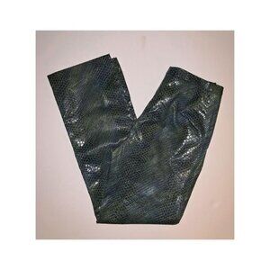 Y2K Express Blue Snakeskin Print Pants – Faux Reptile Straight Leg (Size 11/12)